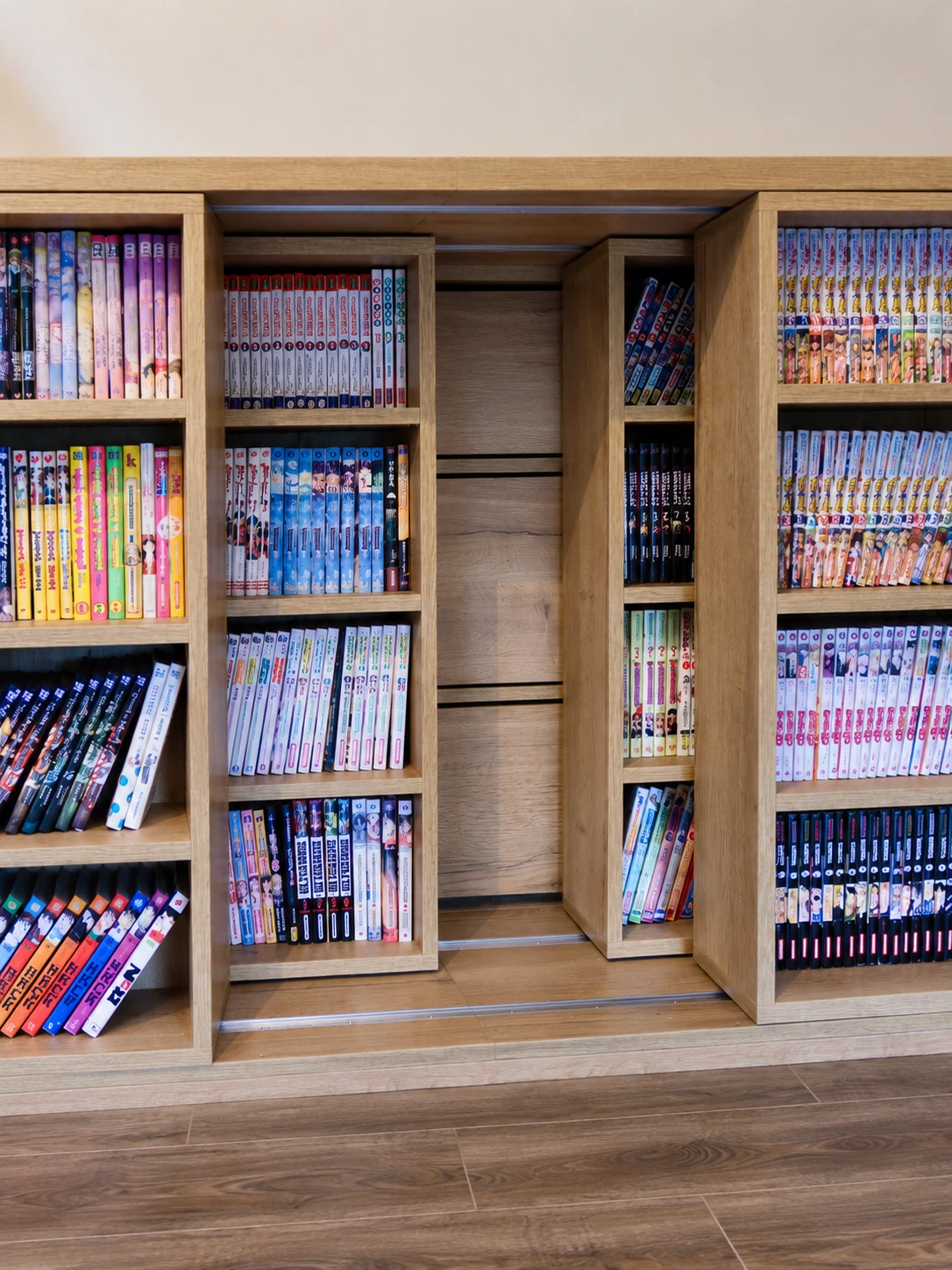Casiers coulissants et rangements arrière de la bibliothèque